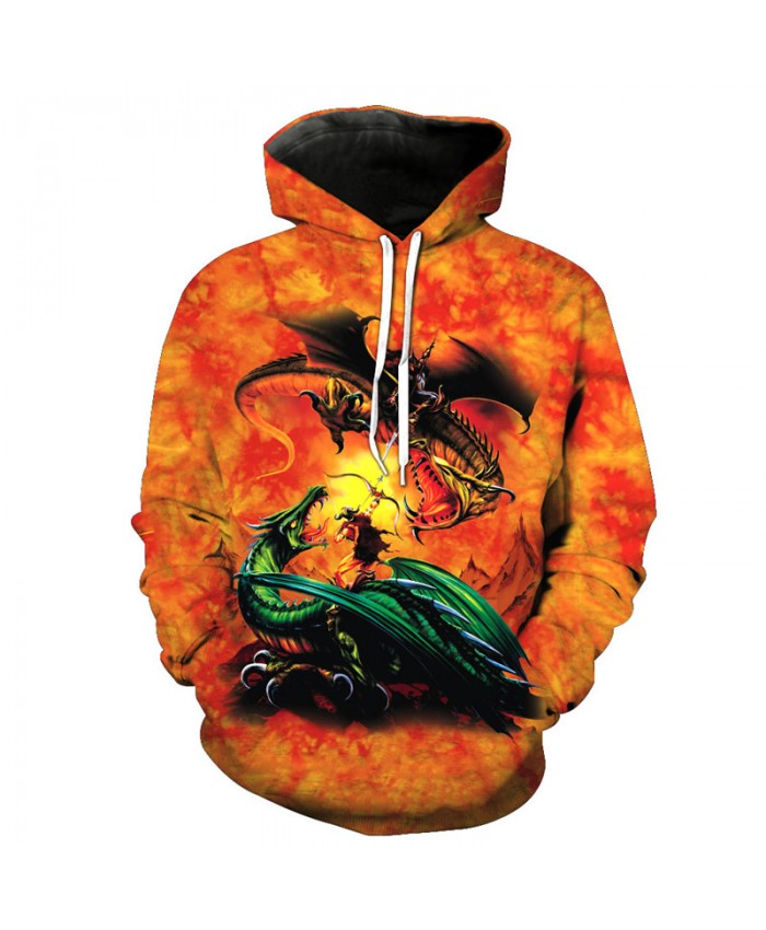 Fire Dragon Knight Battle Cool Pullover High-quality Hooded Sweatshirt